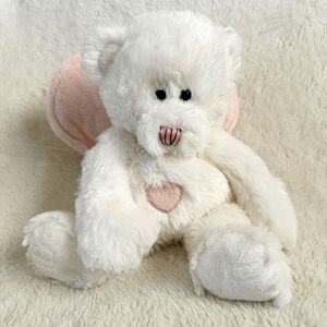 Ganz Harmony White Teddy Bear Pink Heart Stuffed Animal HV7645 Flaws